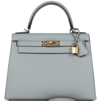 Hermès Kelly Sellier 28 Blue Glacier Epsom GHW