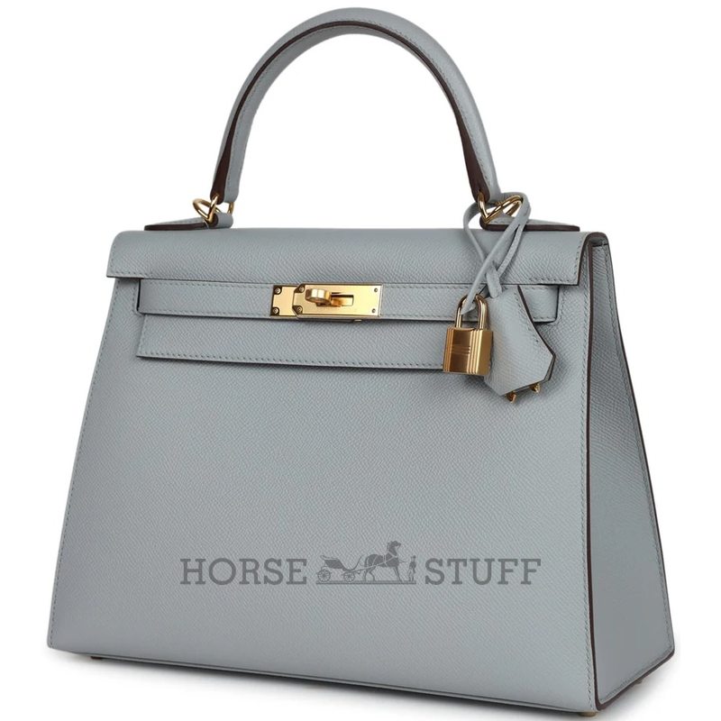 Hermès Kelly Sellier 28 Blue Glacier Epsom GHW