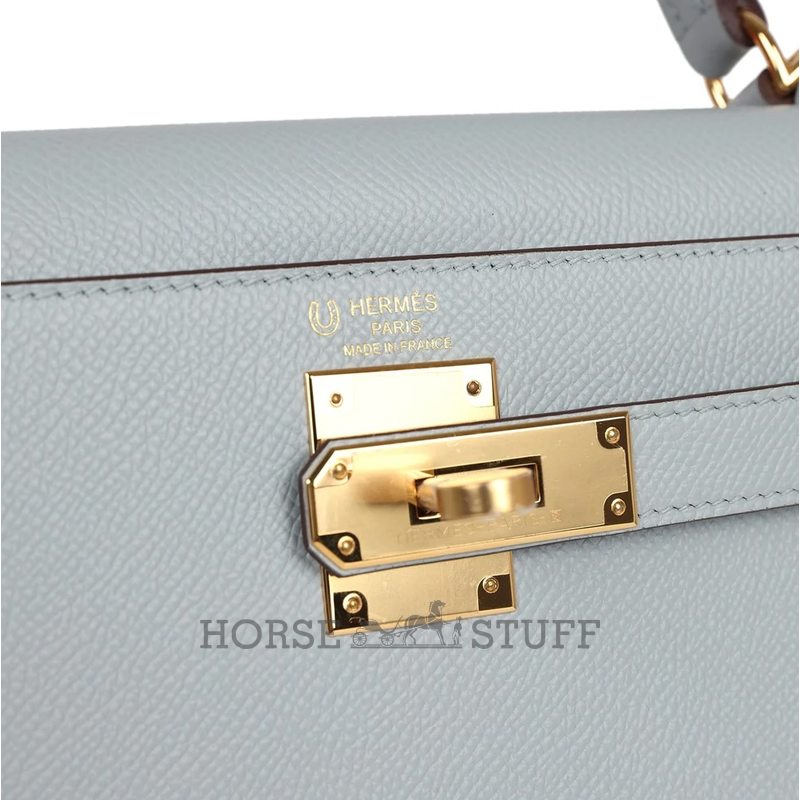 Hermès Kelly Sellier 28 Blue Glacier Epsom GHW