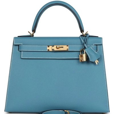 Hermès Kelly Sellier 28 Blue Jean Epsom GHW