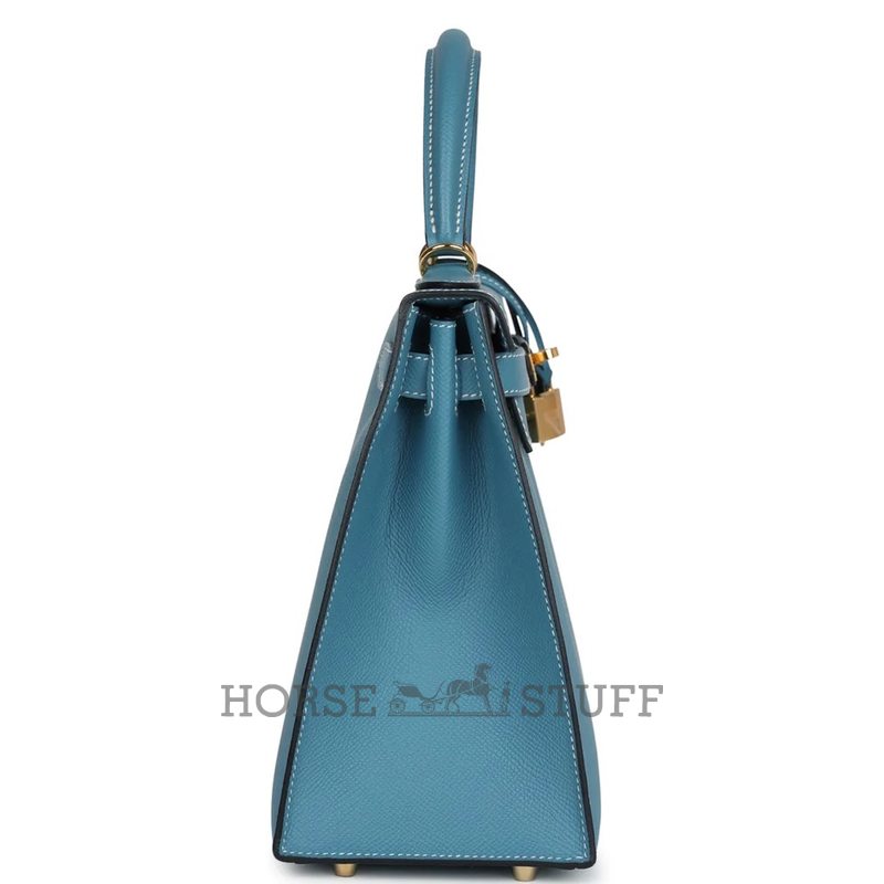 Hermès Kelly Sellier 28 Blue Jean Epsom GHW