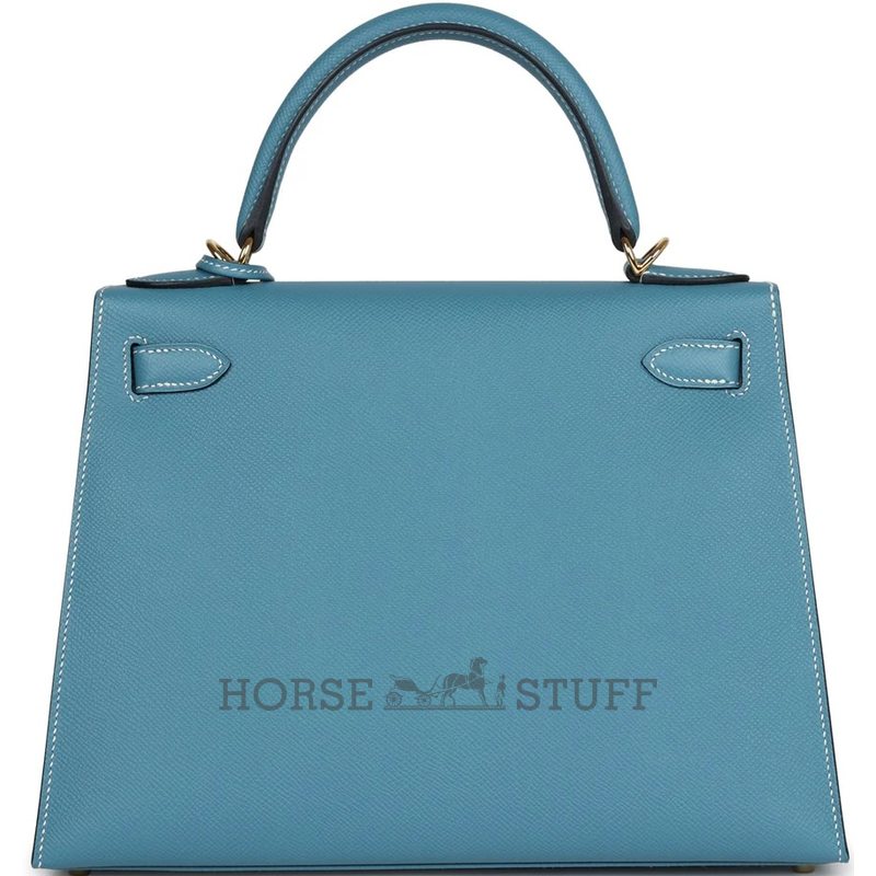 Hermès Kelly Sellier 28 Blue Jean Epsom GHW