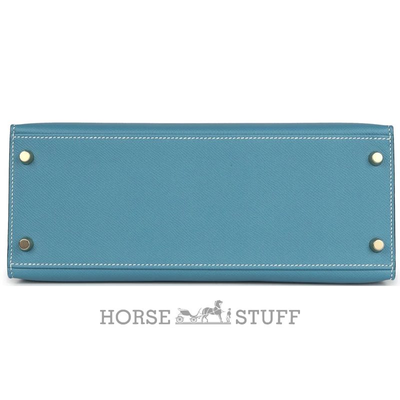 Hermès Kelly Sellier 28 Blue Jean Epsom GHW