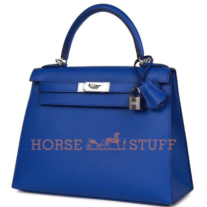 Hermès Kelly Sellier 28 Blue Royal Epsom PHW