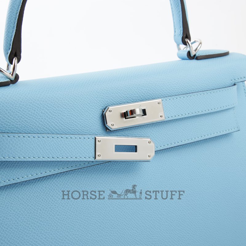Hermès Kelly Sellier 28 Celeste Epsom PHW
