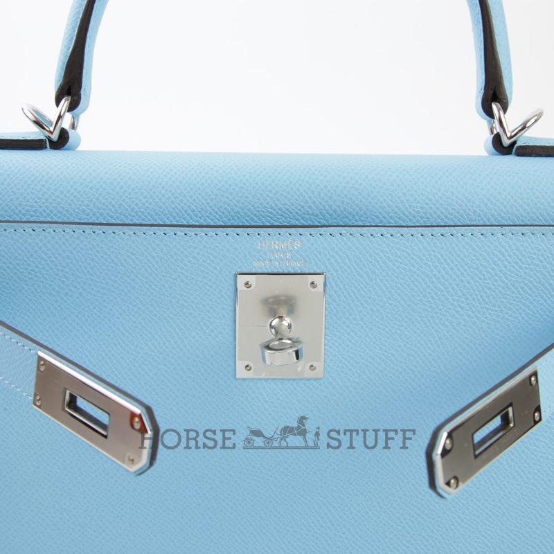 Hermès Kelly Sellier 28 Celeste Epsom PHW