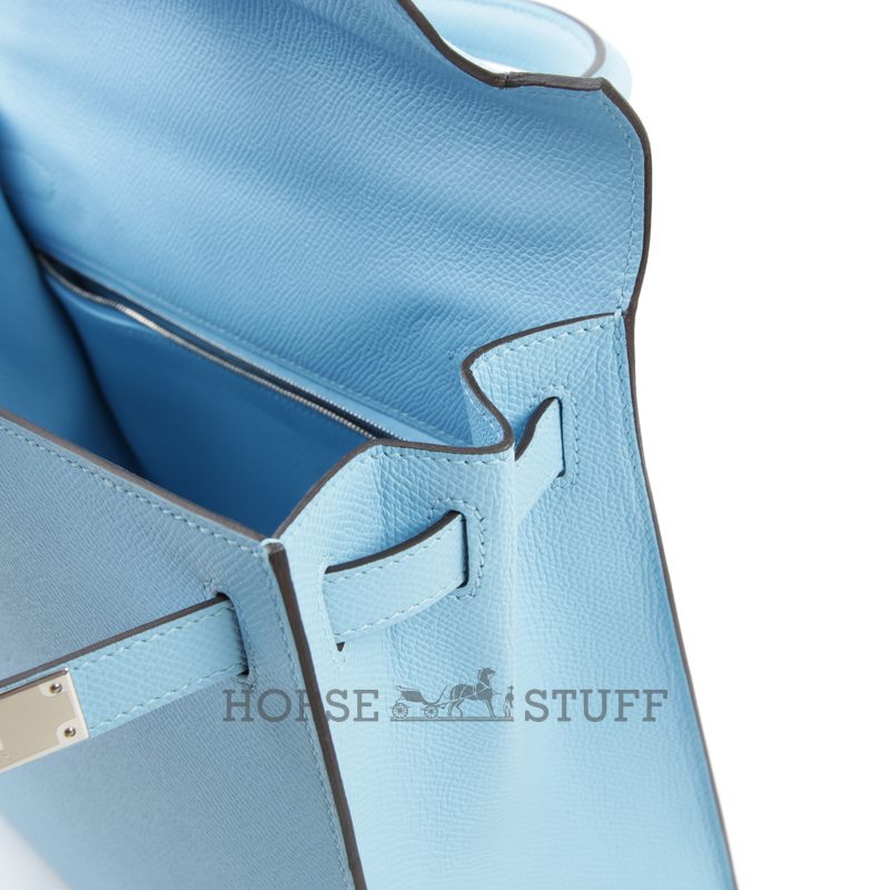 Hermès Kelly Sellier 28 Celeste Epsom PHW