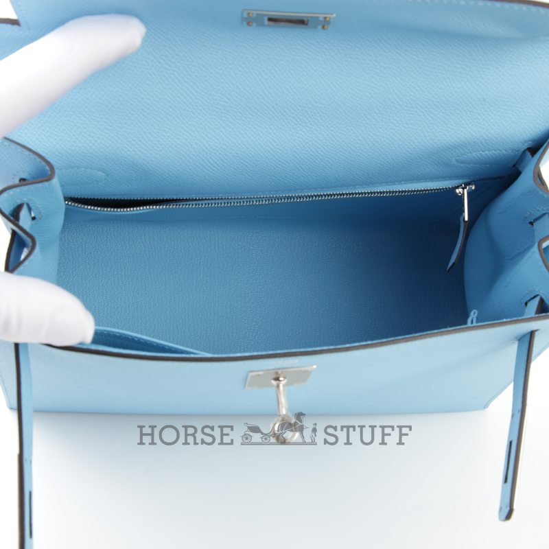 Hermès Kelly Sellier 28 Celeste Epsom PHW