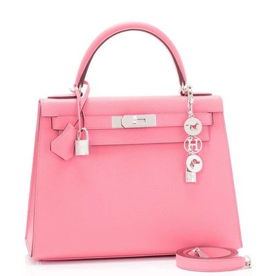Hermès Kelly Sellier 28 Rose Confetti Epsom PHW 
