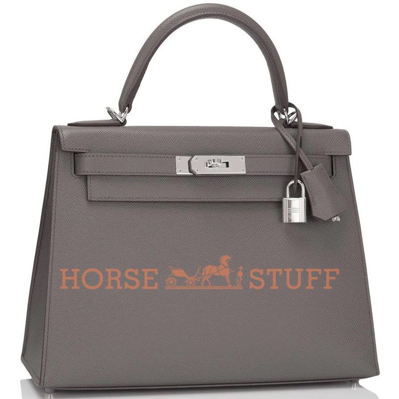 Hermès Kelly Sellier 28 Etain Epsom PHW