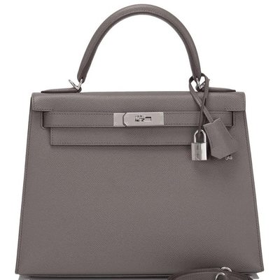 Hermès Kelly Sellier 28 Etain Epsom PHW