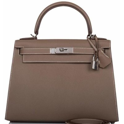 Hermès Kelly Sellier 28 Etoupe Epsom PHW