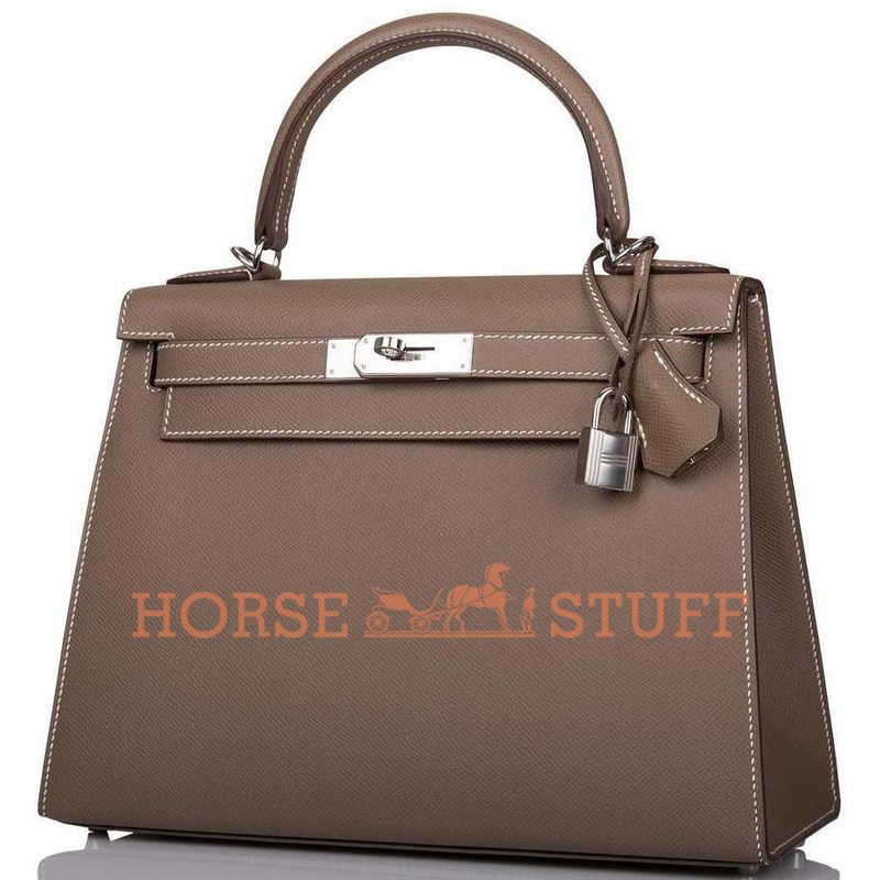 Hermès Kelly Sellier 28 Etoupe Epsom PHW