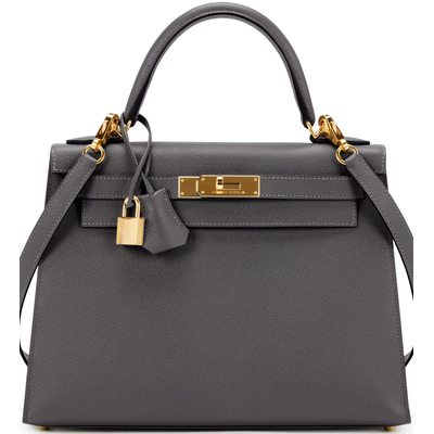 Hermès Kelly Sellier 28 Gris Meyer Epsom GHW