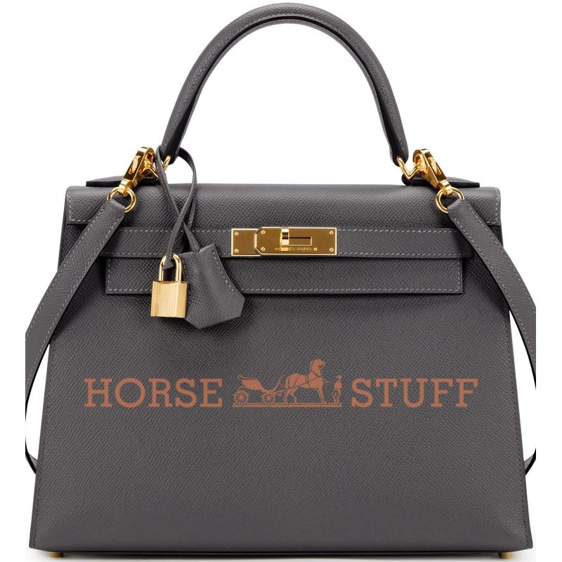 Hermès Kelly Sellier 28 Gris Meyer Epsom GHW