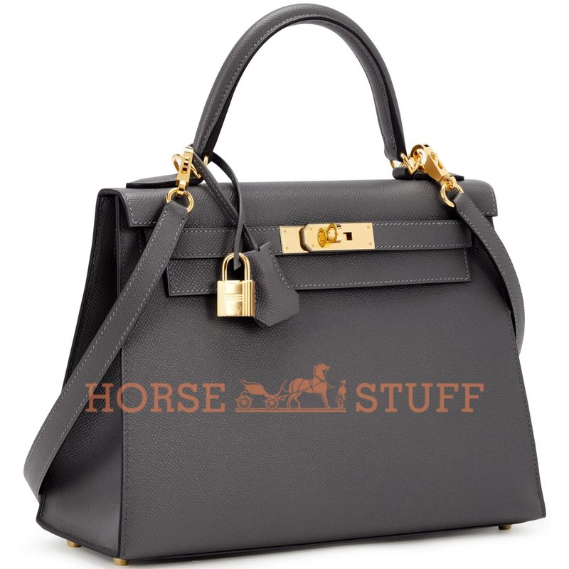 Hermès Kelly Sellier 28 Gris Meyer Epsom GHW