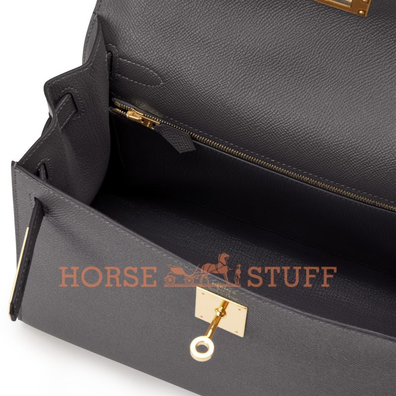 Hermès Kelly Sellier 28 Gris Meyer Epsom GHW