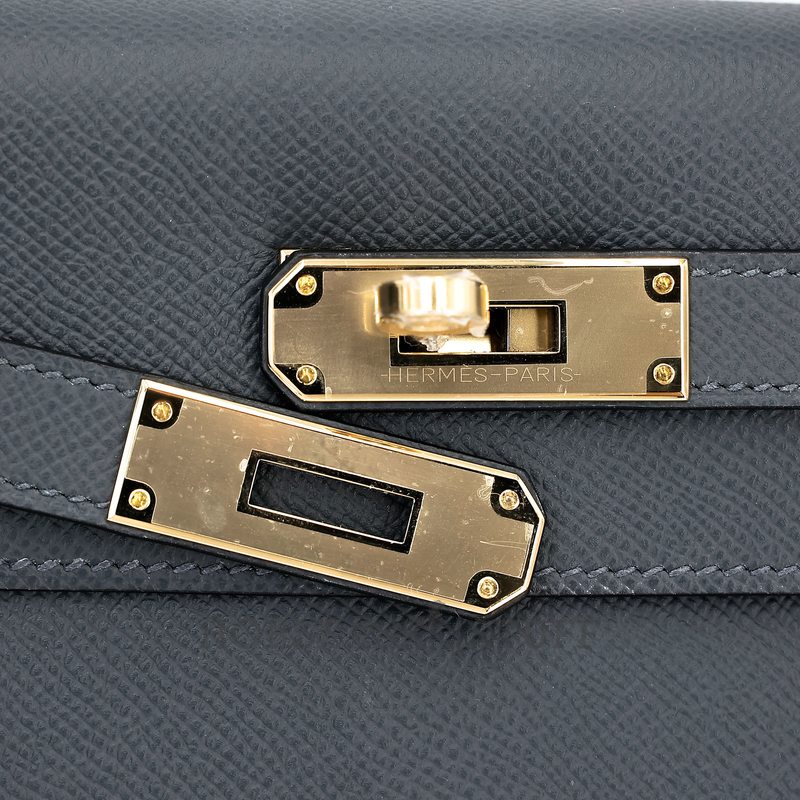 Hermès Kelly Sellier 28 Gris Misty Epsom Permabrass