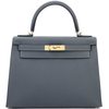 Hermès Kelly Sellier 28 Gris Misty Epsom Permabrass