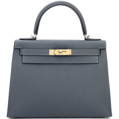 Hermès Kelly Sellier 28 Gris Misty Epsom Permabrass