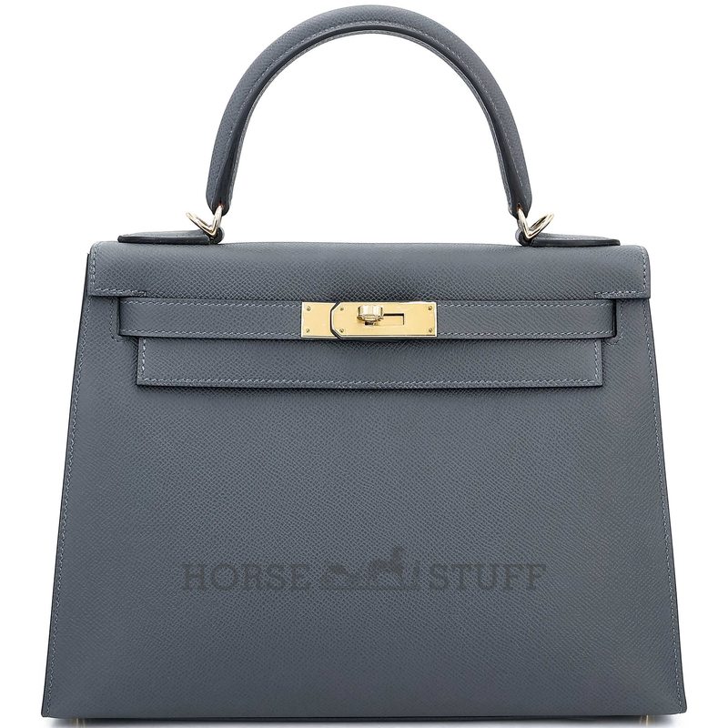 Hermès Kelly Sellier 28 Gris Misty Epsom Permabrass