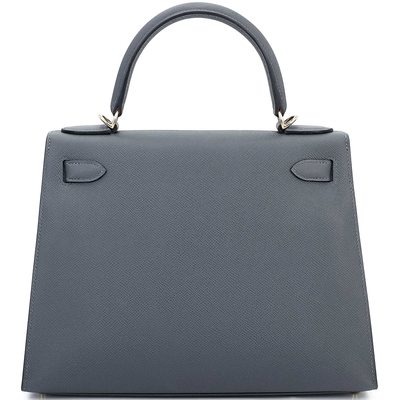 Hermès Kelly Sellier 28 Gris Misty Epsom Permabrass