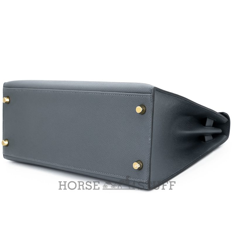 Hermès Kelly Sellier 28 Gris Misty Epsom Permabrass