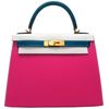 Hermès Kelly Sellier 28 Special Order HSS Tricolor Rose Tyrien / White / Blue Sapphire Epsom BGHW