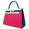 Hermès Kelly Sellier 28 Special Order HSS Tricolor Rose Tyrien / White / Blue Sapphire Epsom BGHW