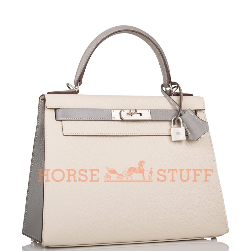 Hermès Kelly Sellier 28 Special Order HSS Craie / Gris Mouette Epsom BPHW