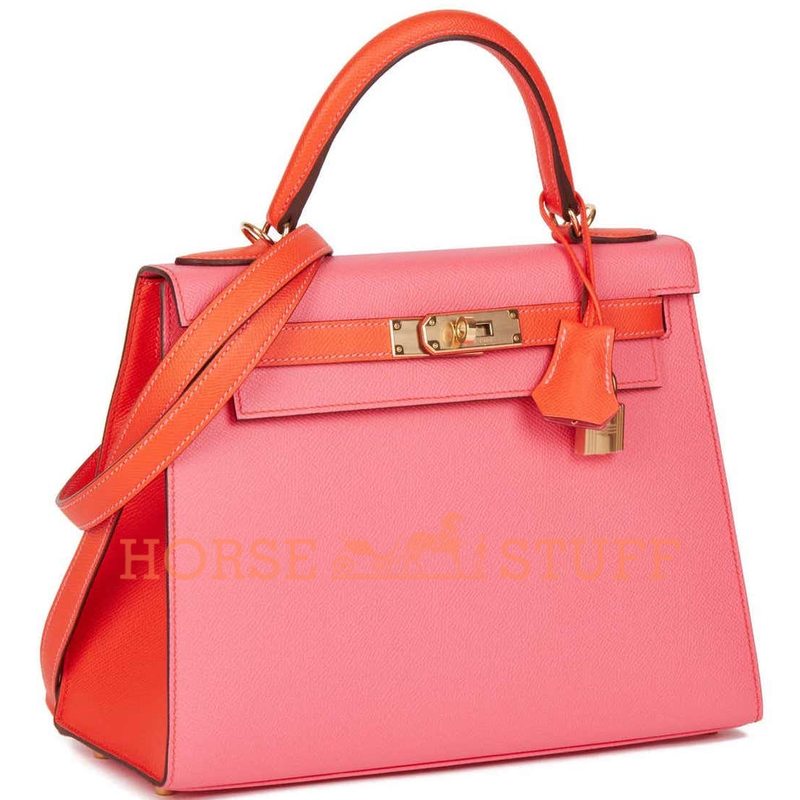 Hermès Kelly Sellier 28 Special Order HSS Rose Azalea / Rose Jaipur Epsom GHW