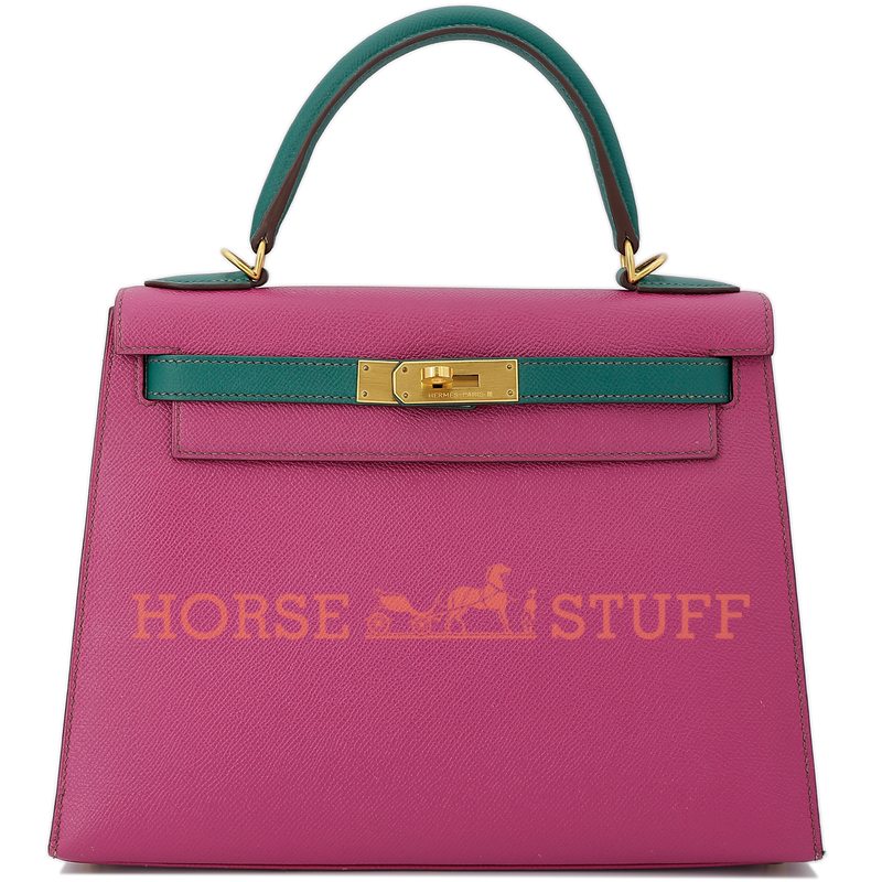 Hermès Kelly Sellier 28 Special Order HSS Rose Pourpre / Malachite Epsom BGHW