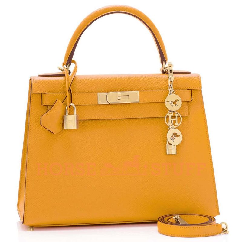 Hermès Kelly Sellier 28 Jaune Ambre Epsom GHW