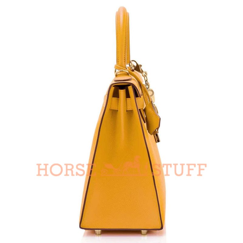 Hermès Kelly Sellier 28 Jaune Ambre Epsom GHW