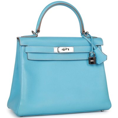 Hermès Kelly Retourne 28 Celeste Epsom PHW 