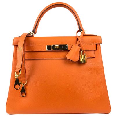 Hermès Kelly Retourne 28 Orange Epsom GHW 