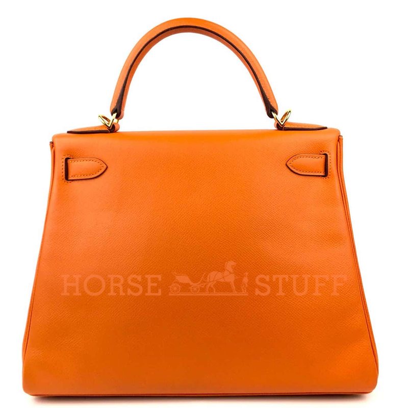 Hermès Kelly Retourne 28 Orange Epsom GHW