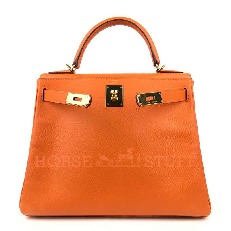 Hermès Kelly Retourne 28 Orange Epsom GHW