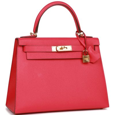 Hermès Kelly Sellier 28 Rose Extreme Epsom GHW