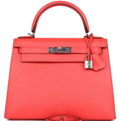 Hermès Kelly Sellier 28 Rose Texas Epsom PHW