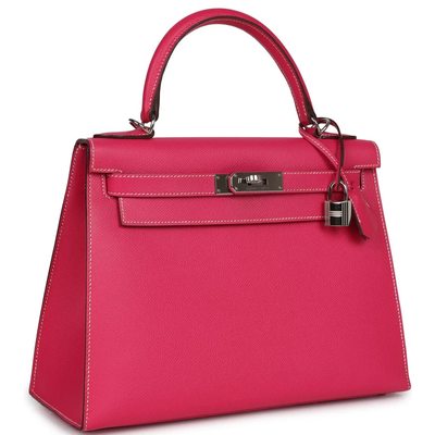 Hermès Kelly Sellier 28 Rose Tyrien Epsom PHW