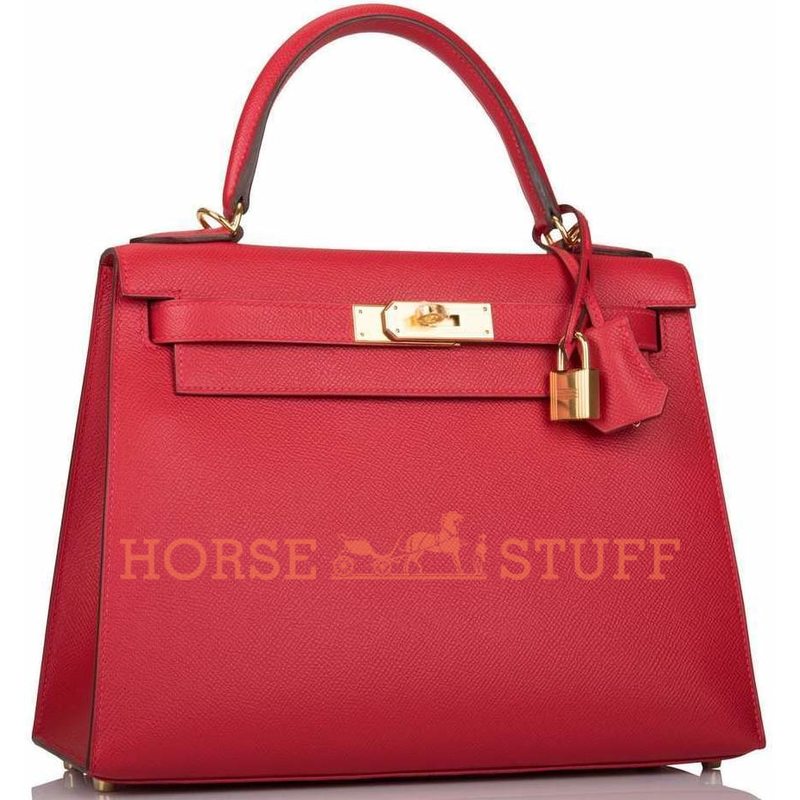 Hermès Kelly Sellier 28 Rouge Casaque Epsom GHW