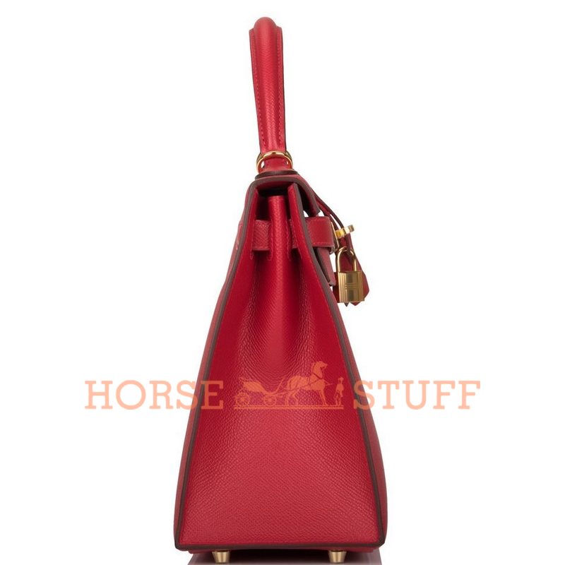 Hermès Kelly Sellier 28 Rouge Casaque Epsom GHW