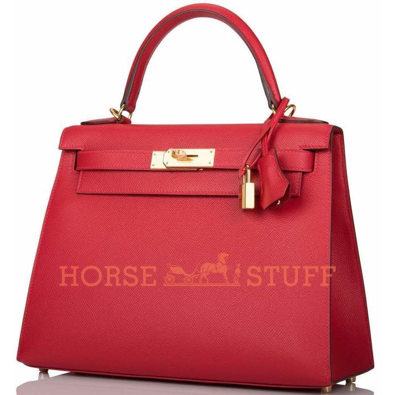 Hermès Kelly Sellier 28 Rouge Casaque Epsom GHW