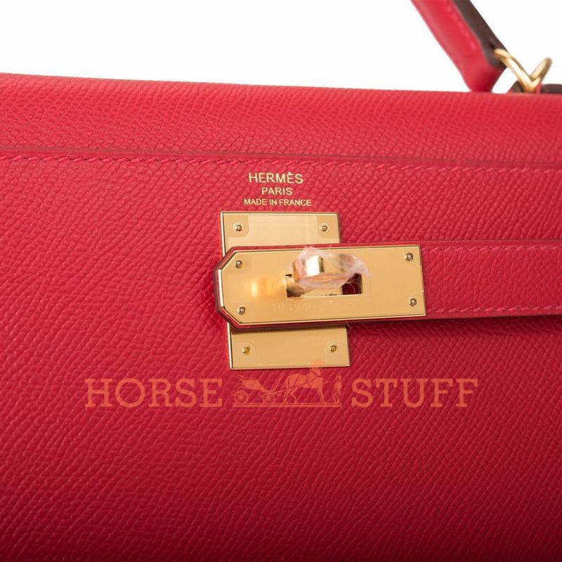 Hermès Kelly Sellier 28 Rouge Casaque Epsom GHW