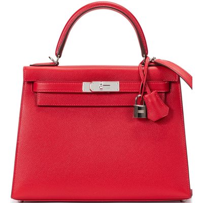 Hermès Kelly Sellier 28 Rouge Casaque Epsom PHW