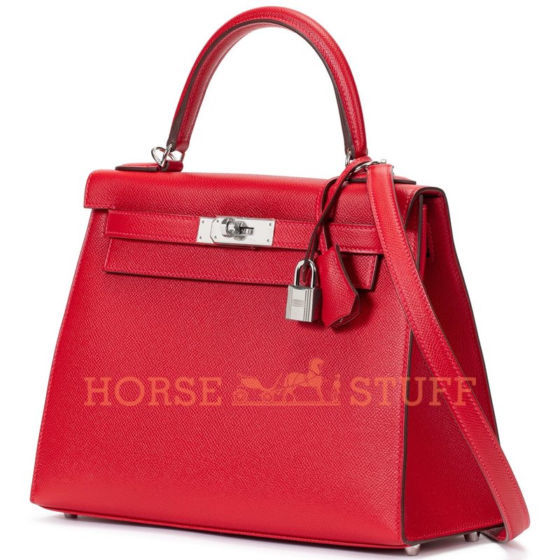 Hermès Kelly Sellier 28 Rouge Casaque Epsom PHW