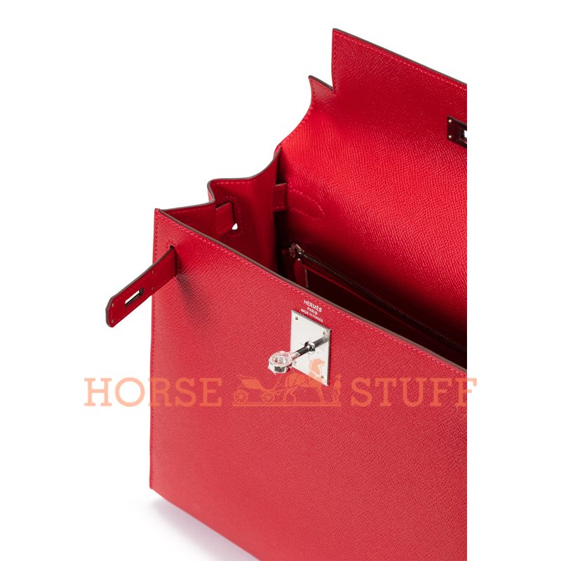 Hermès Kelly Sellier 28 Rouge Casaque Epsom PHW