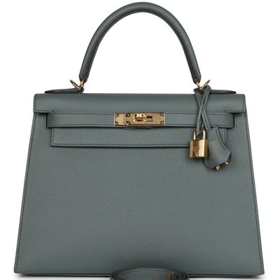 Hermès Kelly Sellier 28 Vert Amande Epsom GHW