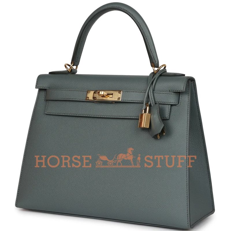 Hermès Kelly Sellier 28 Vert Amande Epsom GHW